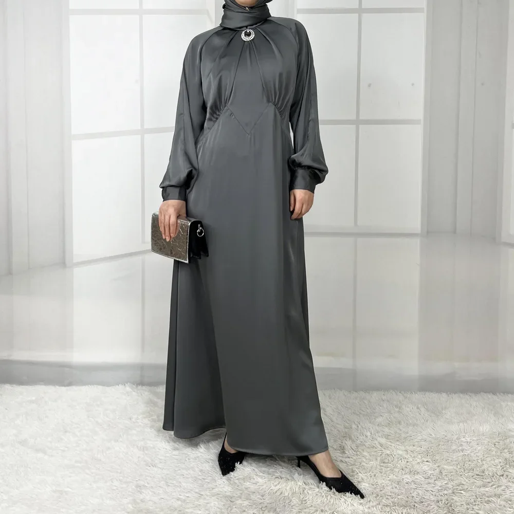 

Dubai Satin Diamonds Abayas for Women Muslim Dress Evening Islam Jalabiya Kaftan Caftan Musulman Djellaba Arab Islamic Vestidos