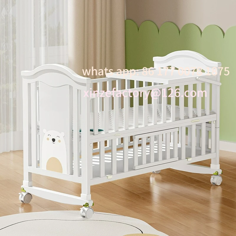 Customizable Crib Solid Wood Movable Baby Bb Newborn Multifunctional Cradle Children Splicing Bed