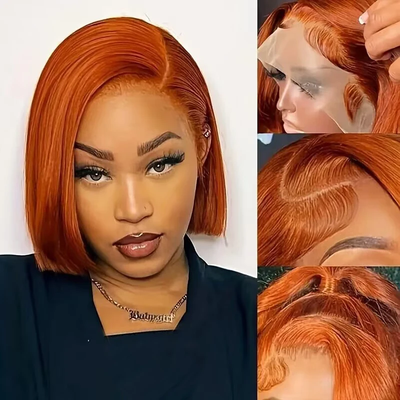 VideoOrange-Perruque Bob Lace Front Brésilienne Naturelle, Cheveux Lisses, Sophia, pour Femme Africaine