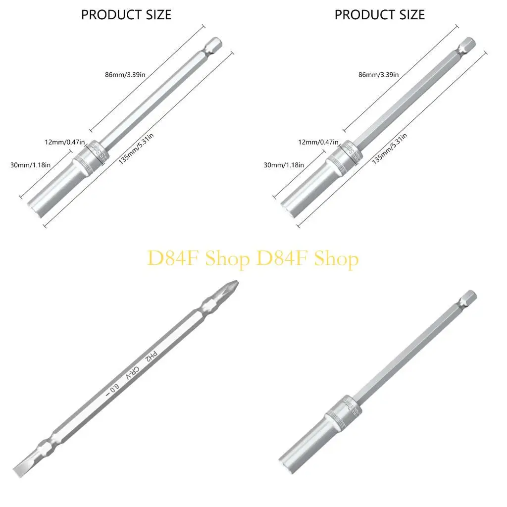 

D84F Long Socket Wrench 1/4Inch Handle for Car and Motorcycle Maintenance