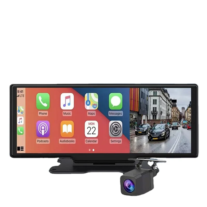 

10.26 Inch Car Camera Portable Car Monitor Car Dvr Recorder Support Rear Camera for Android Auto With Voice Control Front Camera