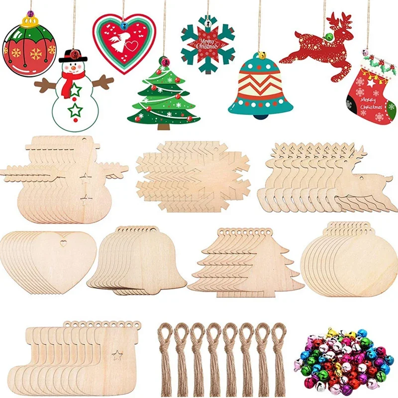 10Pcs DIY Wooden Christmas Ornaments Unfinished Predrilled Wood Circles for Crafts Centerpieces Holiday Wedding Hanging Decor