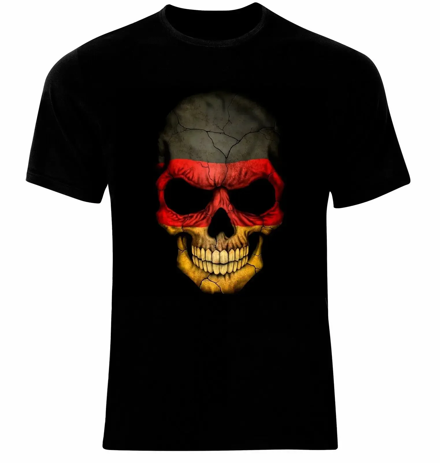 Skull German Flag Germany T-Shirt. Summer Cotton Short Sleeve O-Neck Mens T Shirt New S-3XL