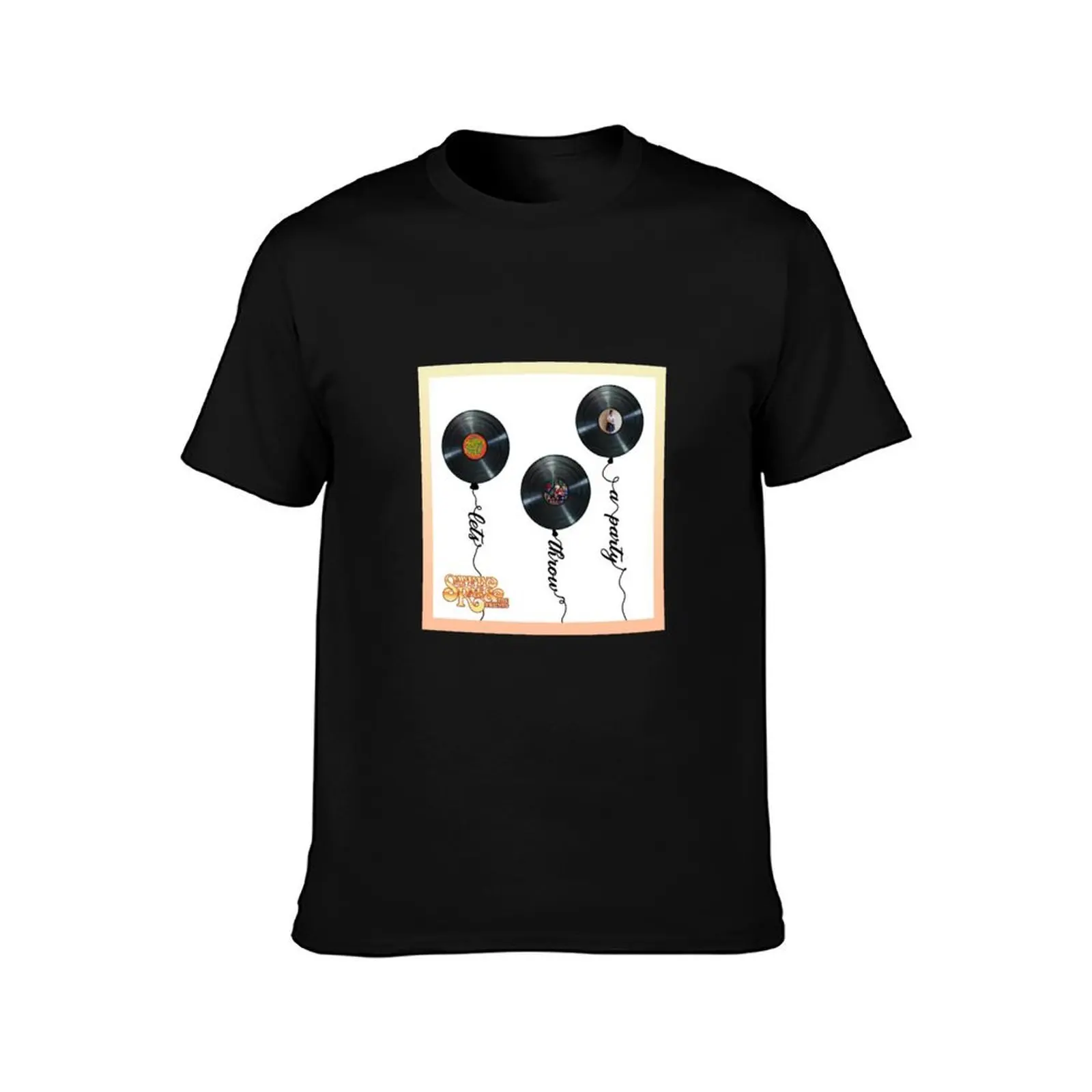 Sammy Rae & The Friends Lets Throw a Party Record Balloons T-Shirt, Summer Casual Cotton Tee, Oversized Streetwear Tops