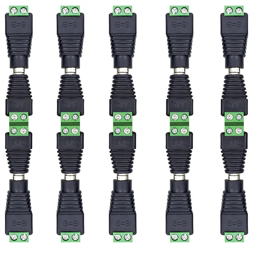 무용접 DC 플러그 암수 헤드 그린 터미널 모니터링 전원 플러그 푸시-아웃, 5.5x2.1mm, 5 쌍 