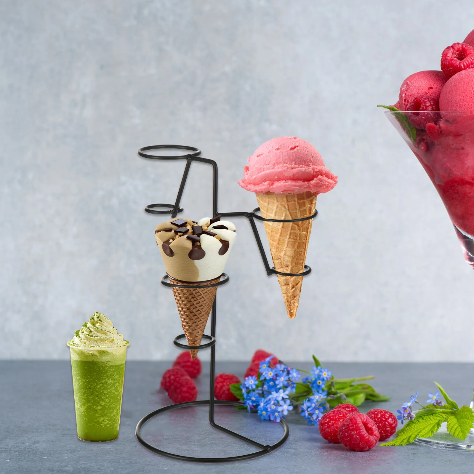Ice Cream Rack Iron Art Cone Holder Party Stand Simple Ice Cream Display Rack for Food Snacks Iron Art Cone Holder