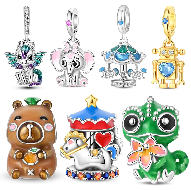 Cartoon 3D Monsters Pendants 925 Silver Charms Beads Fit 3mm Original Bracelet Necklace Womens DIY Fine Jewelry Gift 2026 New in