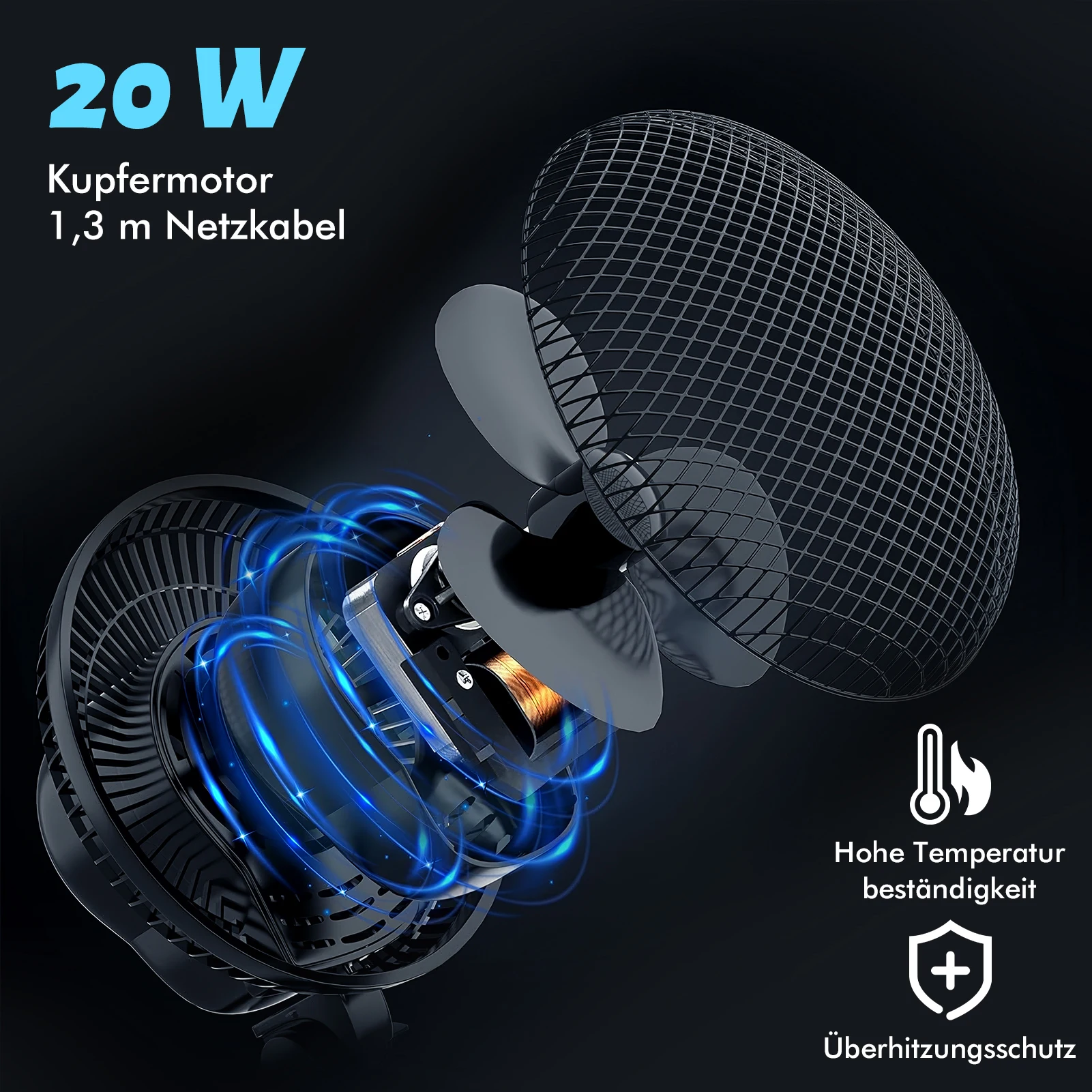 Pflanzenzelt-Clip-Ventilator mit neu entwickeltem, langlebigem EC-Motor, zweistufig einstellbarer Lüfter 90 ° Rotationsventilator mit 22 cm Durchmesser, ideal für hydroponische Systeme und Zirkulationskühlung in Grow-Räumen. – Detail 2