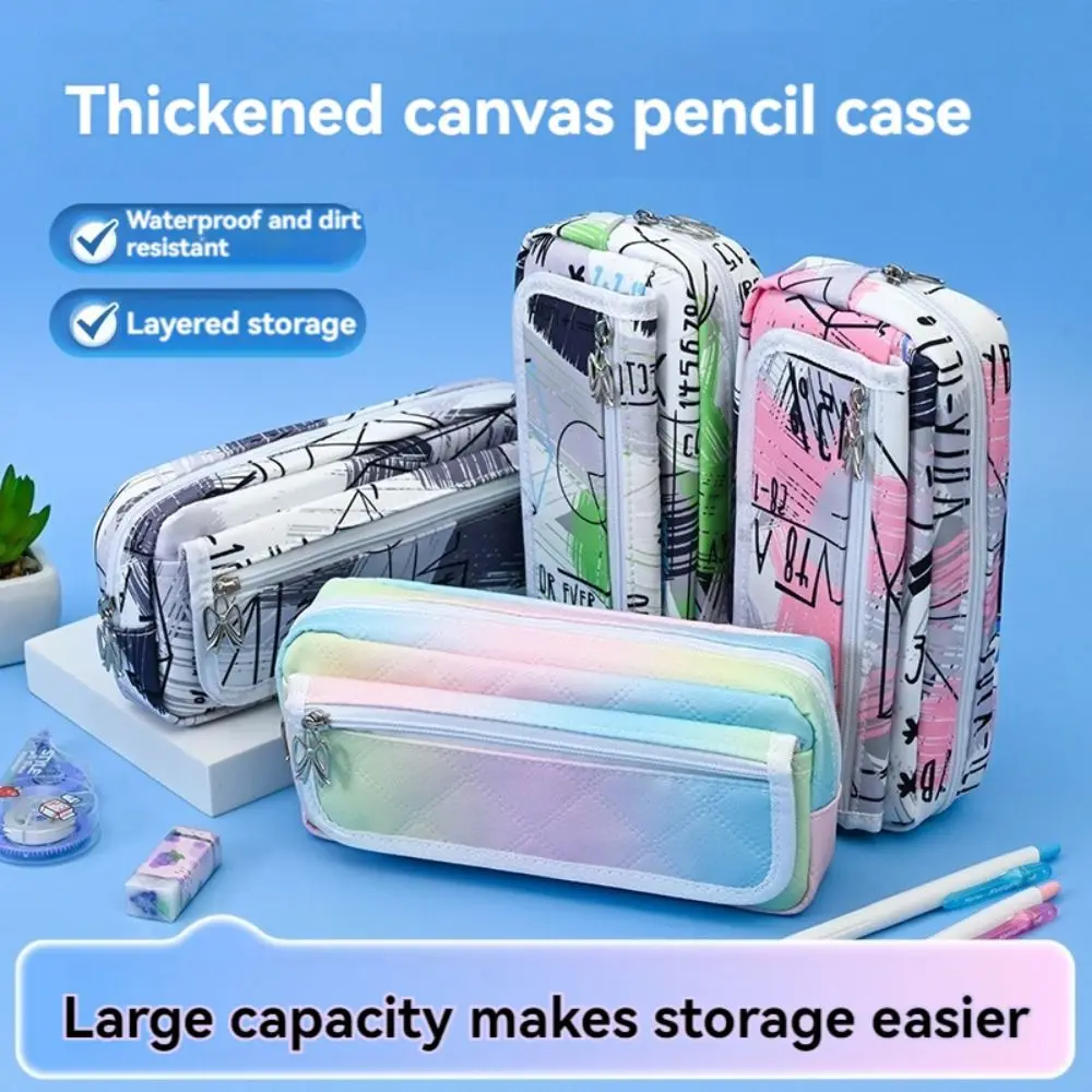 Fashion Student Pencil Case Multi Compartments Large Capacity Thickening Pencil Box Office Stationery Organizer Cosmetic Bag