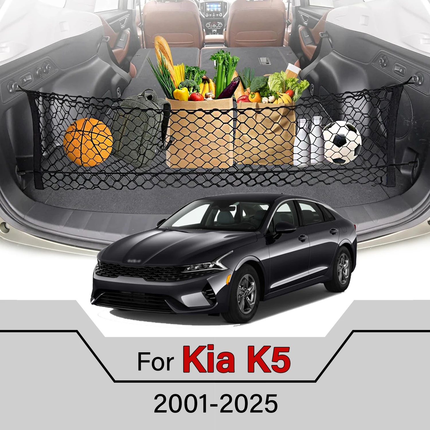 

Car Cargo Net Stretchable,Car Gadgets, Adjustable Elastic Trunk Storage Net with Hook for Kia K5 2001-2025