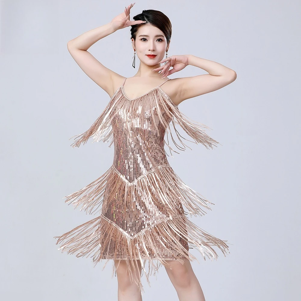 sequin-tassel-latin-dance-dress-spaghetti-strap-ballroom-party-gown-stage-performance-outfit-fringe-skirt-competition-wear