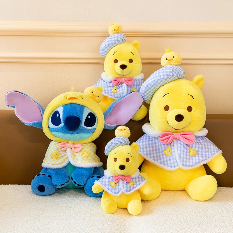 

Disney Stitch Plush Doll with Chick Cape Cute Yellow Chicken Outfit Lilo & Stitch Stuffed Toy Kids Birthday Sofa Decor Gift
