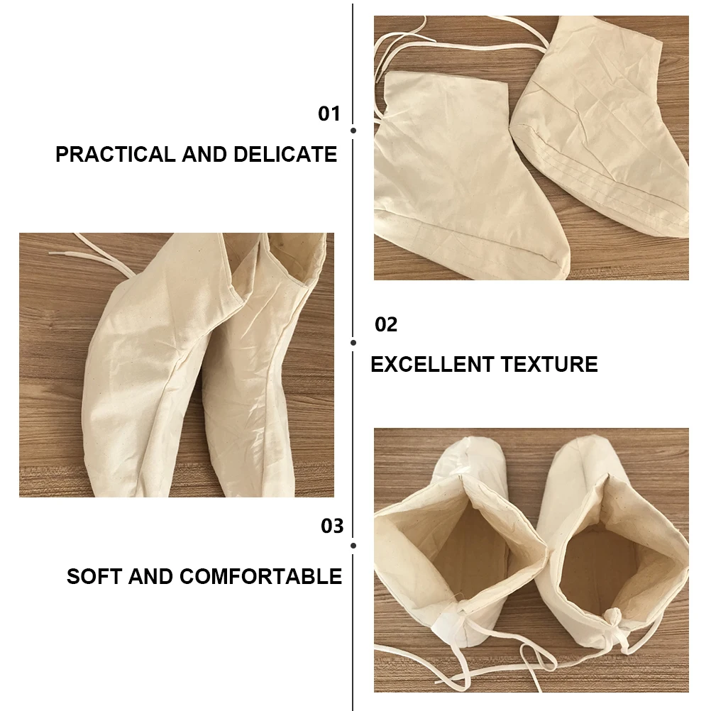 

1Pair Rain Boots Foot Cover Special Cotton Sweat-Absorbent Lace-Up Inner Cover 26Cm Breathable Pure Cotton Double-Layer Beige