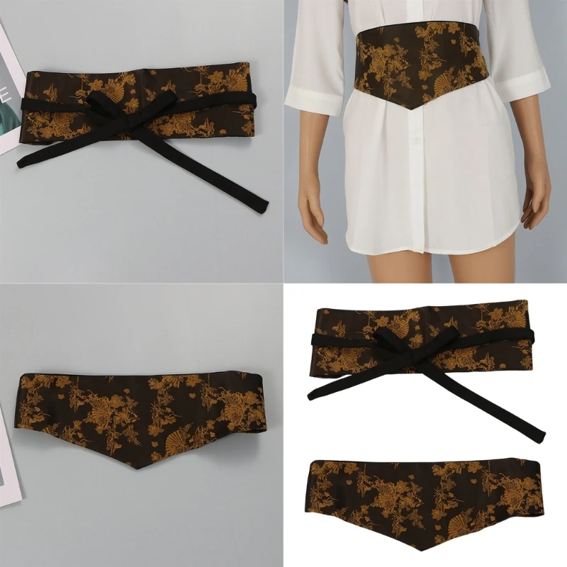 ヴィンテージワイドガードルベルト中国のエレガントなネクタイベルトラップドレスホルタードレス伝統的な中国服