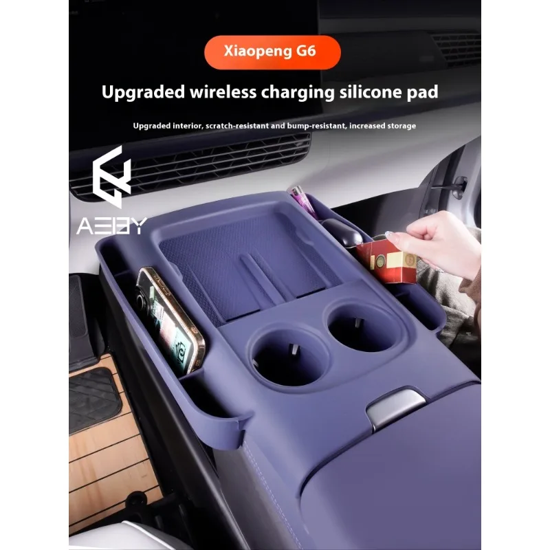 car-central-control-wireless-charging-for-xpeng-g6-2023-2025-silicone-pad-belt-storage-box-interior-decoration-accessories