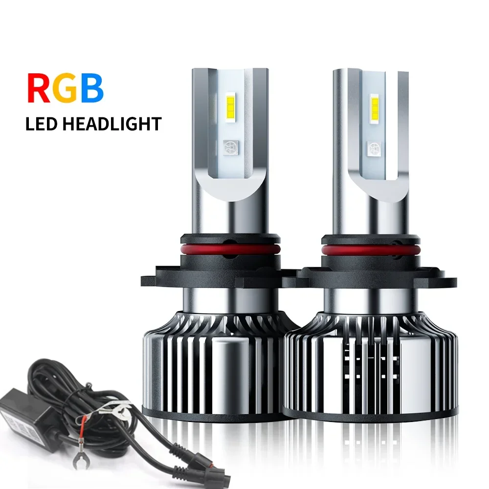 Auto Lighting System 50W H4 H7 H11 9005 9006 Headlamp Mobile APP Control Led Head Light RGB Led Headlight Bulbs For Vehicle Cars