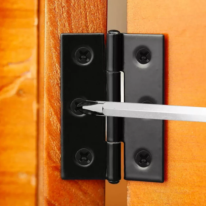 Cerniere per porte nere WV Cerniere di testa in acciaio inossidabile con viti Cerniere per mobili per cassetti dell'armadio Piastra di montaggio Staffe di fissaggio piatte