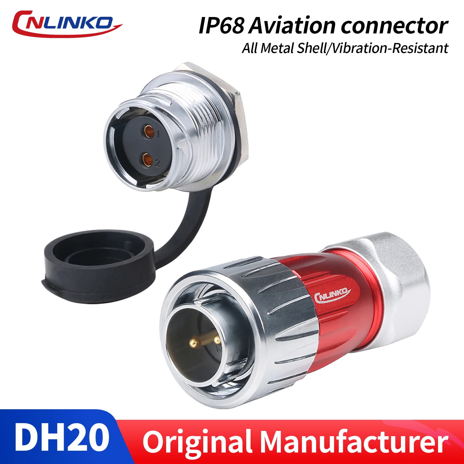 CNLINKO DH20 2/3/4/12 Pin Metal Waterproof Connector IP68 Solder Type Single-Hole Panel Mount for Medical & Ambulance Equipment