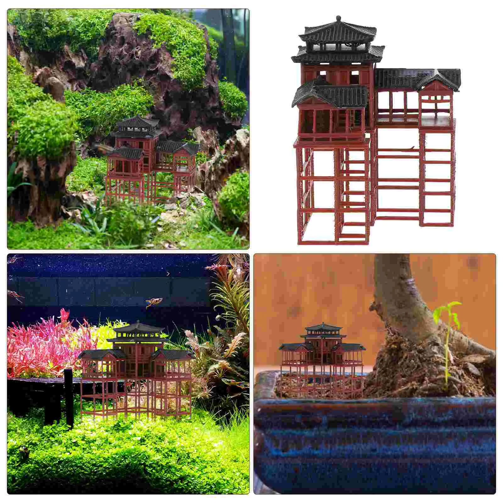 Miniature Tank Garden Model Fish Decorations Japanese Pp Pagoda Statue Chinese Aquarium