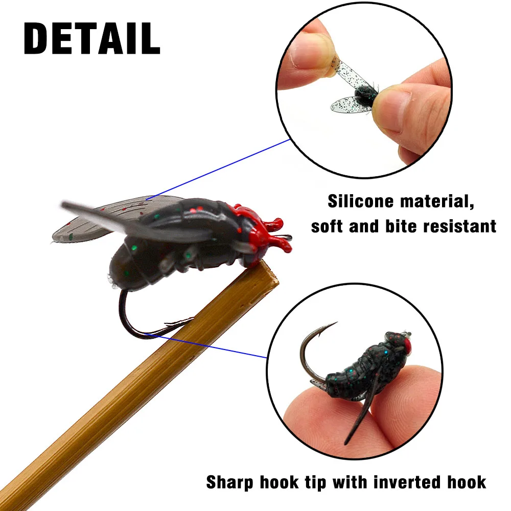 15PCS/Box Bionic Fly Fishing Bait Realistic Soft Fly Hook Bait  Add Fish Attractant Fishing Gear For Salmon, Trout