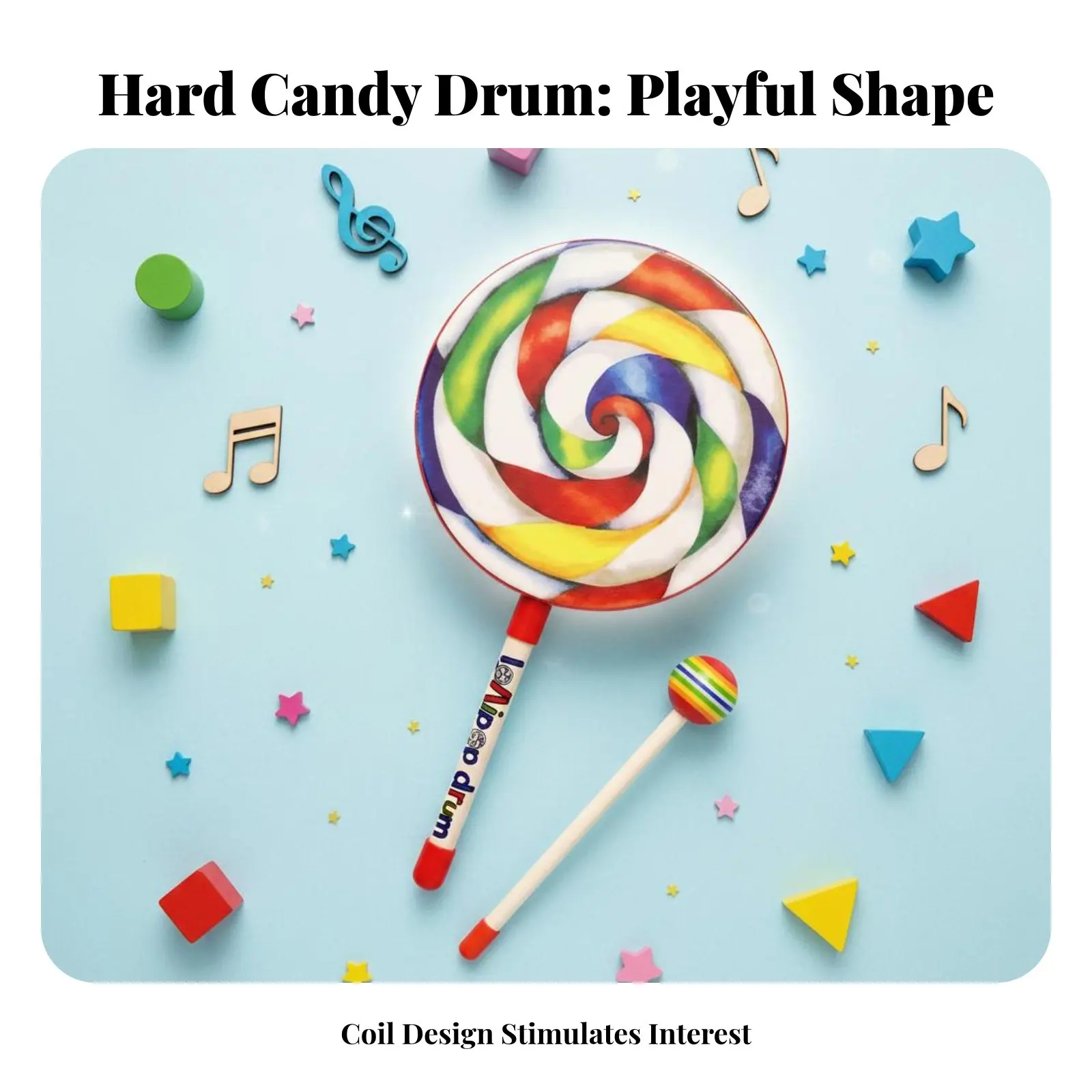 

Candy-Stick Drum Early Learning CandyShaped Drum Fun Shape Develops Rhythm for Children, Young Children, Exploratory Play