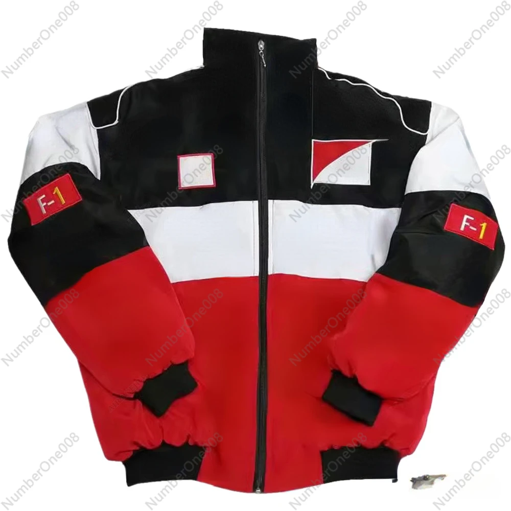 Racing Suit Red color Bulls Retro Autumn and Winter Clothing Motorcycle Street Collision Jacket Fully Embroidered