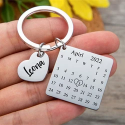 Custom Date Keychain Personalized Name Jewelry Calendar Keyring Save The Date Key Chain Anniversary Gift/Birthday Gift For Him