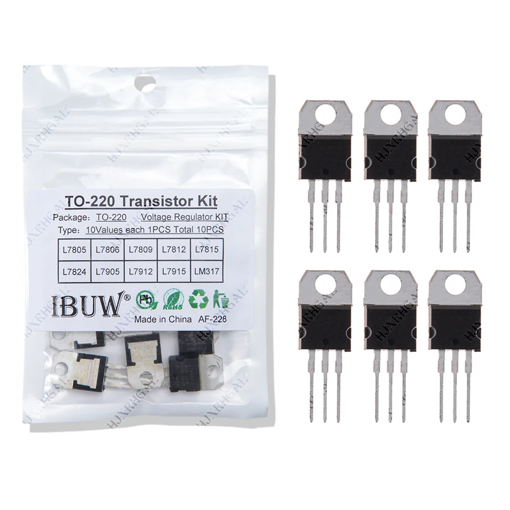 10 значений * 1 шт. = 10 шт. L7805 L7806 L7809 L7812 L7815 L7824 L7905 L7912 L7915 LM317T Ассортимент транзисторов Регулятор напряжения
