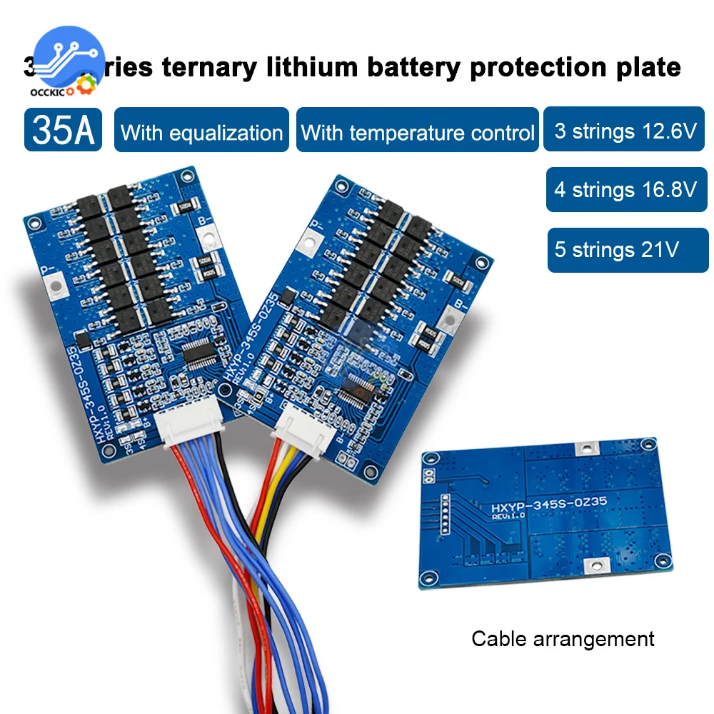 BMS 3S 4S 5S 12V 16.8V 21V 35A 18650 pokrywa baterii litowej płytka li-polymer Balance moduł ładowania