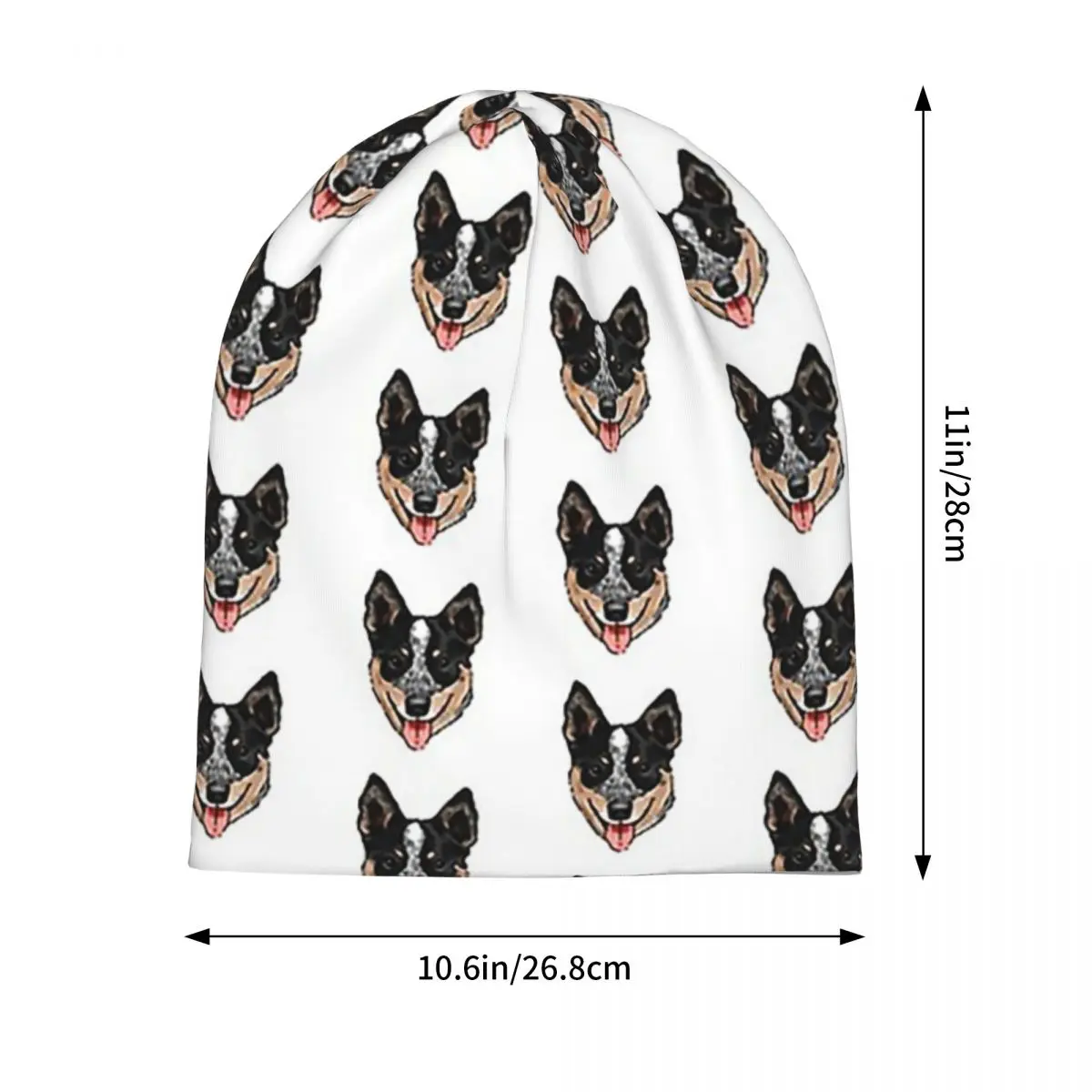 الأسترالية الماشية الكلب عاشق ، الأزرق كعب الحب Skullies قبعة صغيرة قبعة الخريف الدافئة محبوك بونيه قبعات للرجال النساء الكبار