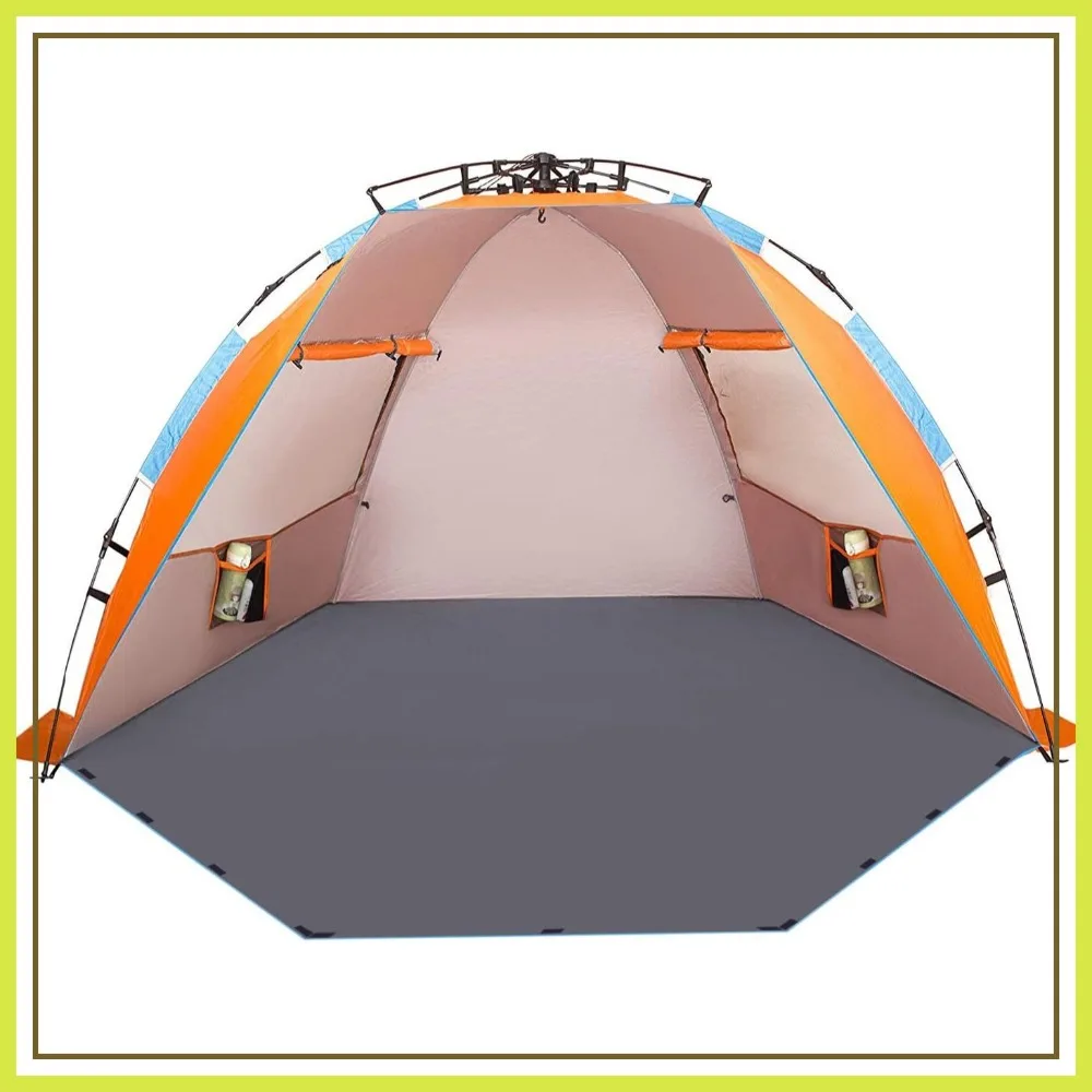 

X-Large 4 Person Beach Tent Sun Shelter - Portable Instant Shade with Carrying Bag, Stakes, Sand Pockets, Anti UV, Waterproof Windproof for Camping Fishing Hiking