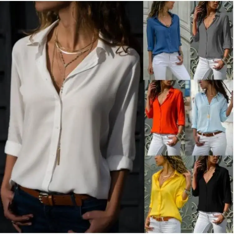 

Long Sve Women's Deep irt Commute Sle Comfortable Fit Faionable Chinese Clothing Ladies Premium irt