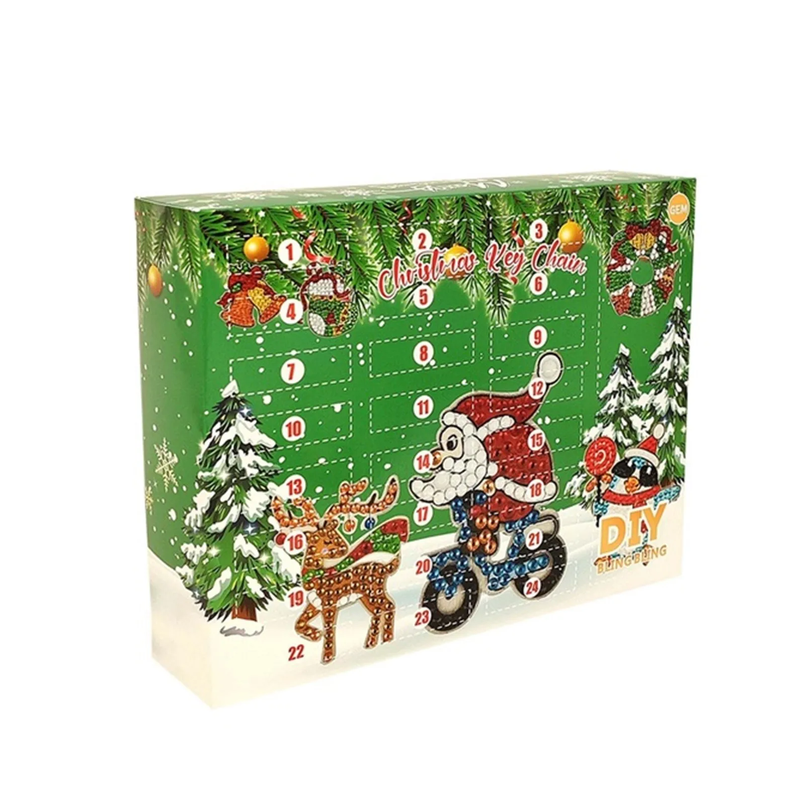 Timer produktywności, wizualny kalendarz Dvent, brelok, 24-dniowy kalendarz odliczający do Świąt Bożego Narodzenia, DIY, timer z kryształkami 5D dla dzieci