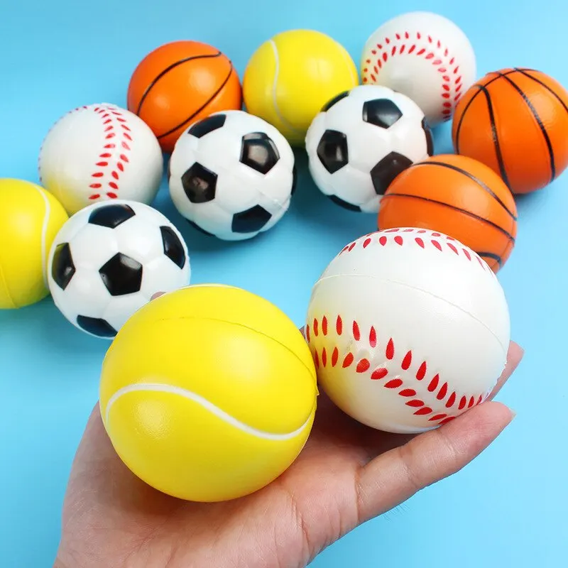 Mini Zacht Voetbal Basketbal Honkbal Tennis Rugby Speelgoed Schuimrubber Knijpballen Anti Stress Speelgoedballen Voetbal Handoefening