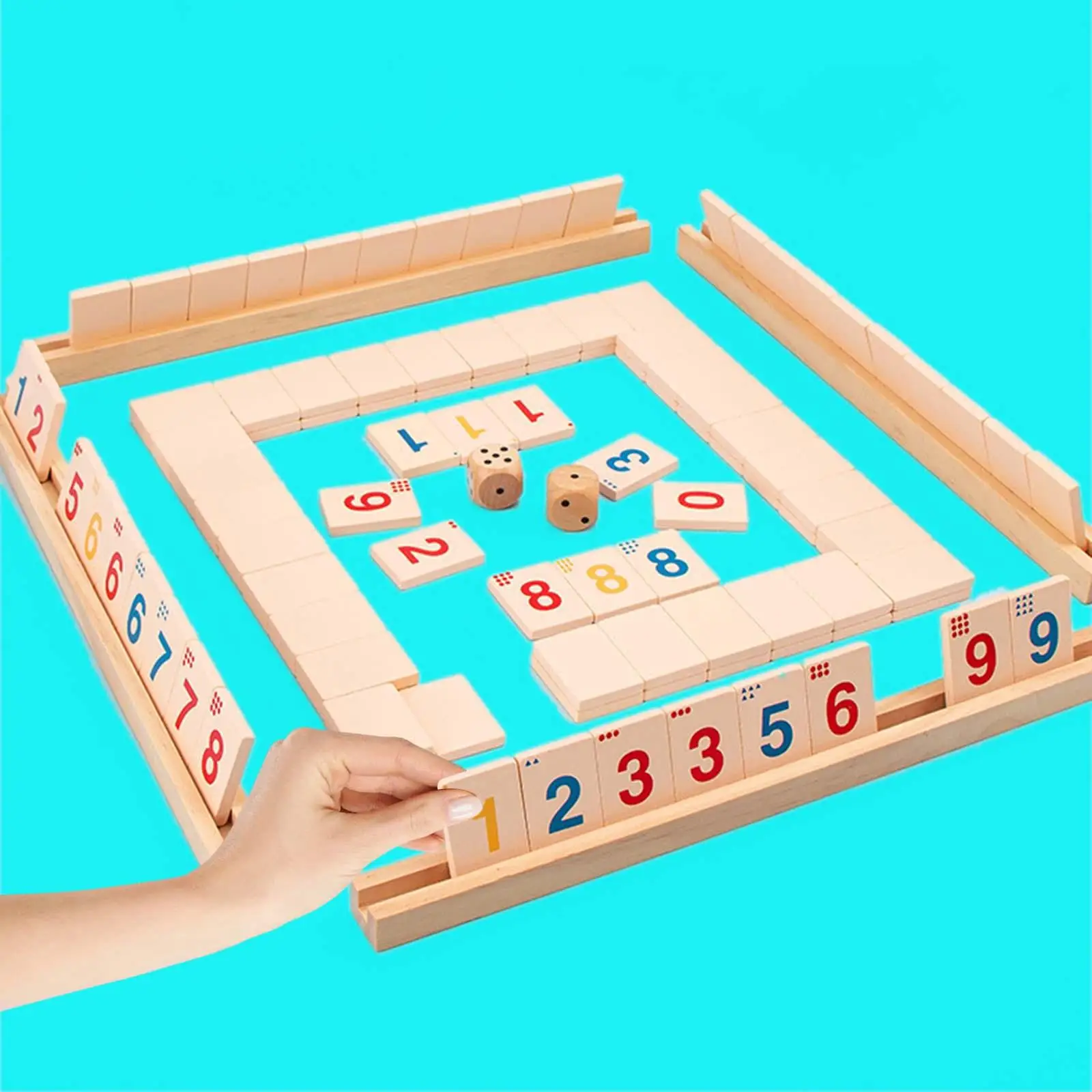 Wooden 2-4 People Mahjong Digital Game,Strategy Games Family Party Game,Classic Board Game, Fast Moving Tile for Kids Teens