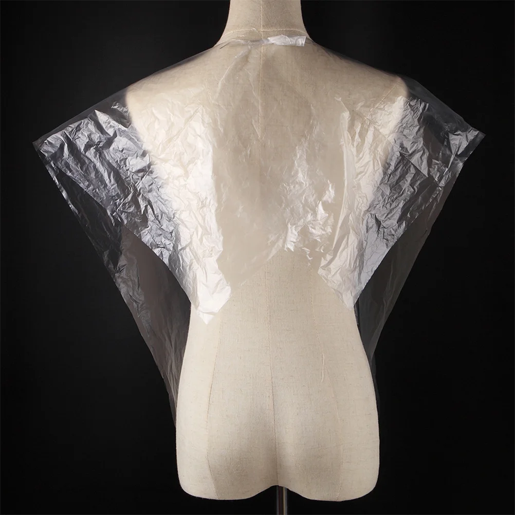 

50Pcs Disposable Plastic Hairdressing Shawl Lightweight Waterproof Transparent Hair Dyeing Gown Salon Use Hairdressing Gown