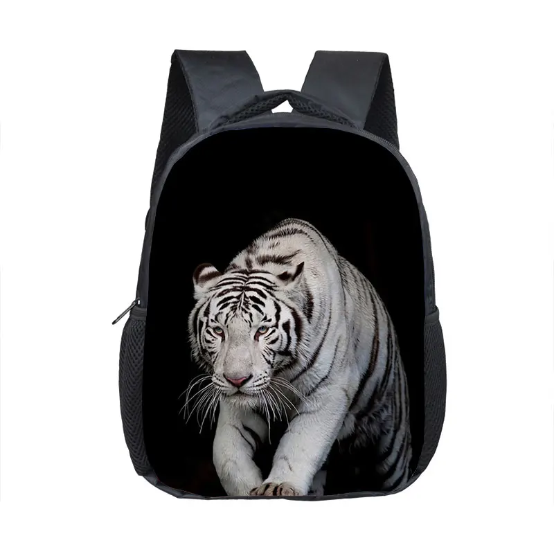 Trendy Youthful Black White Wild Animals Tiger Lion Wolf School Bags Notebook Backpacks 3D Print Oxford Waterproof Travel Bags