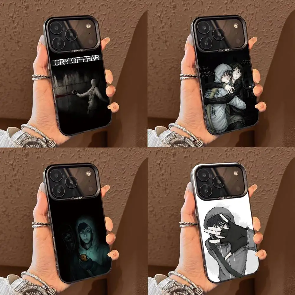Coque de téléphone G-Game C-Cry Of Fear pour iPhone 17, 16, 15, 14, 13, 12, 11 Plus, Pro Max, XS, Housse colorée argent et noir
