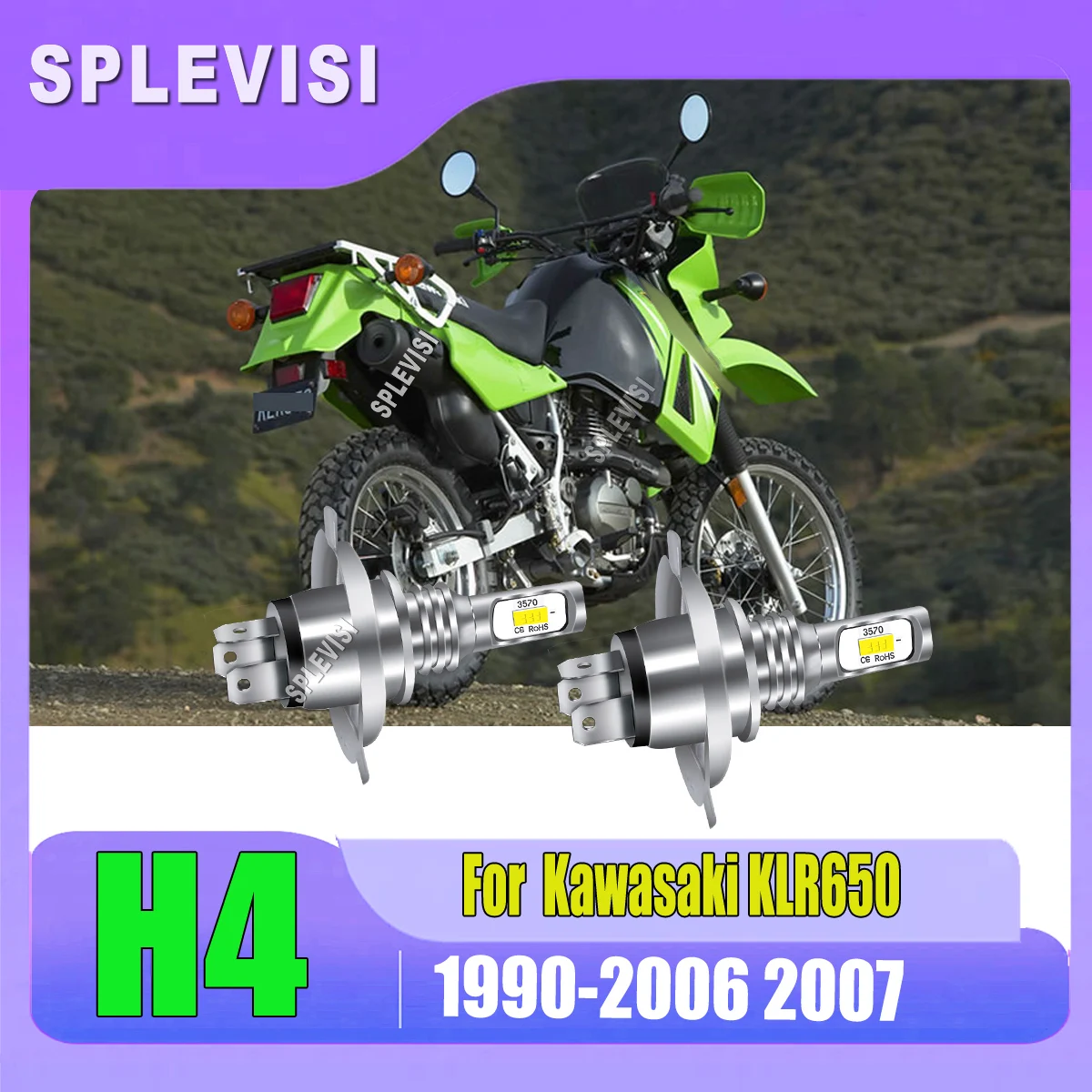 

H4 9003 LED Headlight High Low Bulbs - No wiring required For Kawasaki KLR650 1990 1991 1992 1993 1994 1995 1996 1997 1998-2007