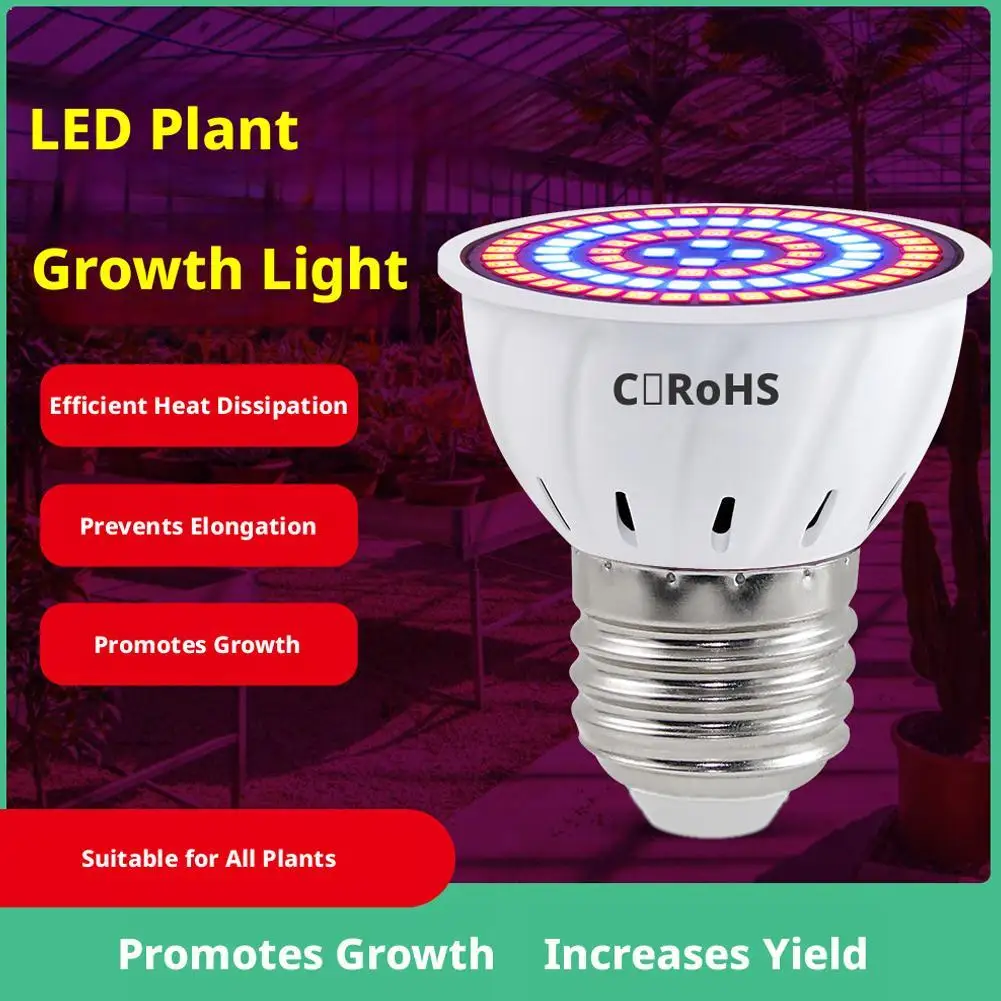 LED Grow Light Bulb E27 220V Full Spectrum 60/80LEDs Plant Lamp For Indoor Garden Seedling Greenhouse Hydroponics Grow Tent Box