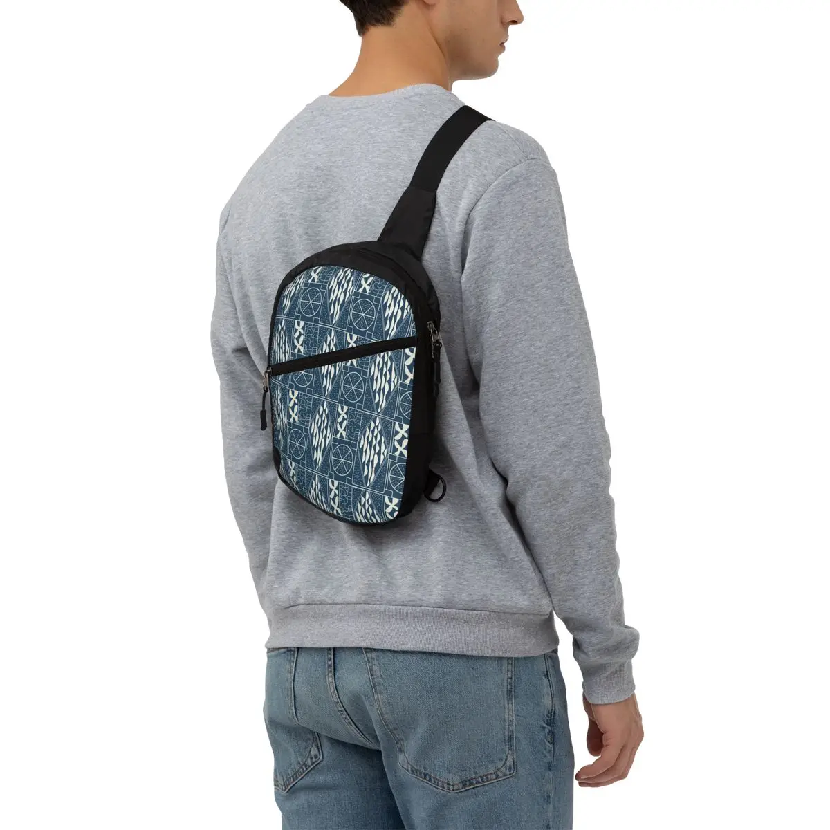 Oosters tapijt Art Culture Ndop Kameroen (3) Borsttas Heren Sling Crossbody Rugzak Borsttas Reizen Wandelen Dagrugzak Schoudertas