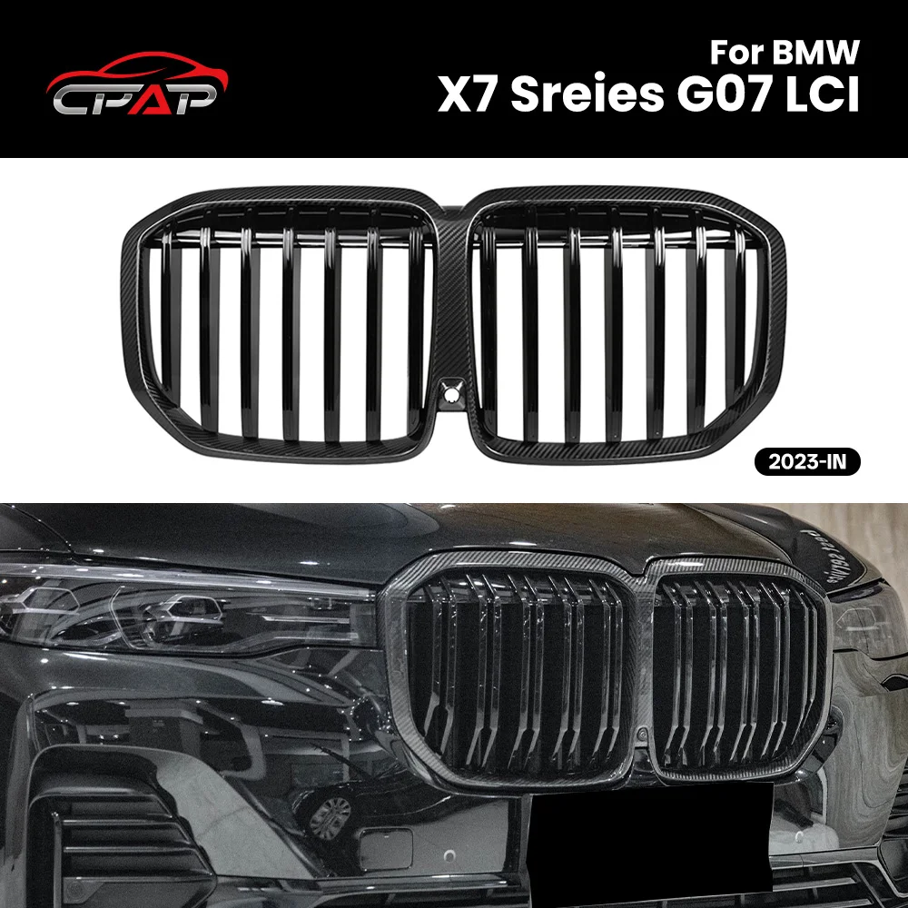 

Real Dry Carbon Fiber Front Bumper Grille Kidney Hood Grills For BMW X7 Sreies G07 LCI 2023-IN Car Accessories Replacement