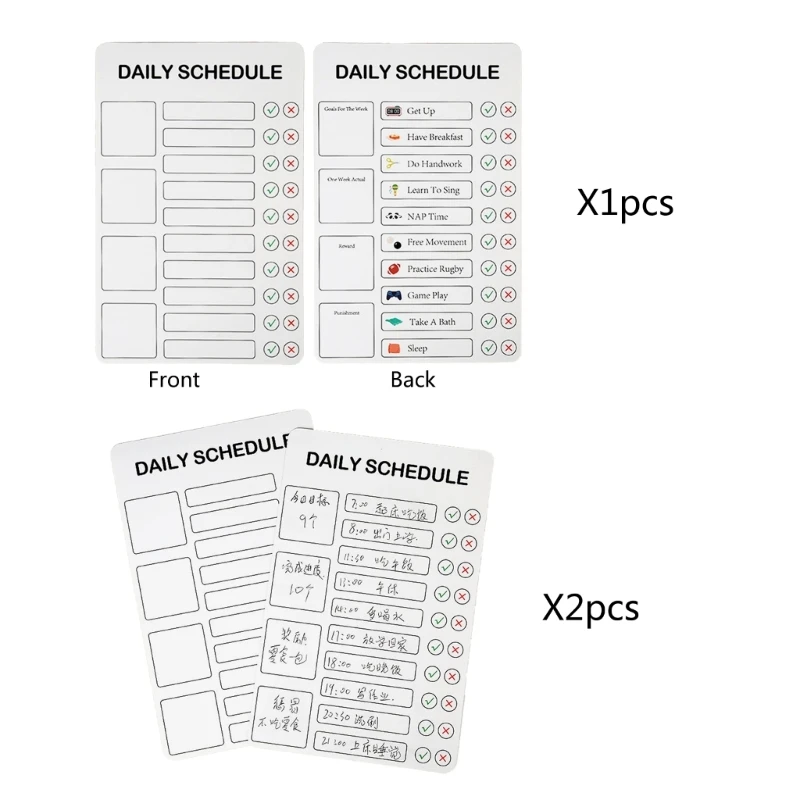 Tabla tareas escritorio Tabla tareas para niños Tablero lista verificación madera con 3 tarjetas tareas y 1