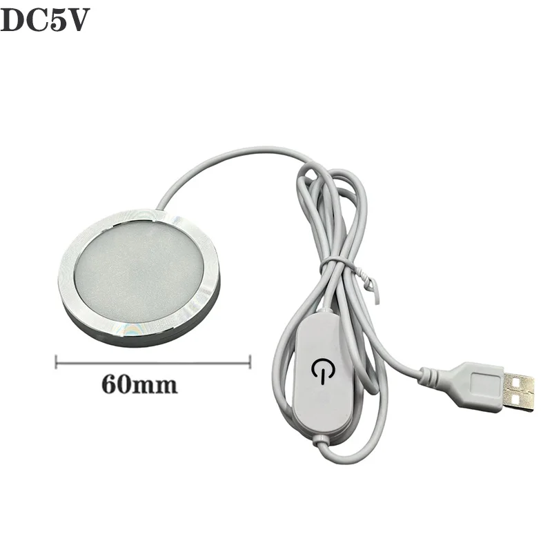 DC5V 10W LED Spotlight Touch Dimming USB Ultra-thin Cabinet Mini Lamp with Switch DIY Display Jewelry Ceiling Downlight.