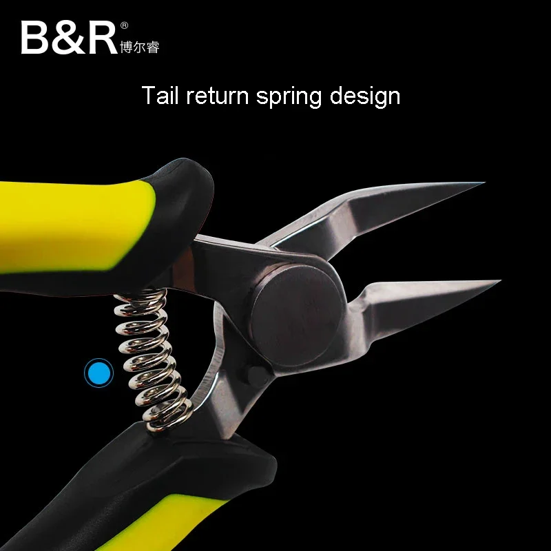 B&R TS-140 5 inch Electrical Pliers Precision Diagonal Cutting Pliers for Wire Cable Cutter High Hardness Nipper Hand Repair