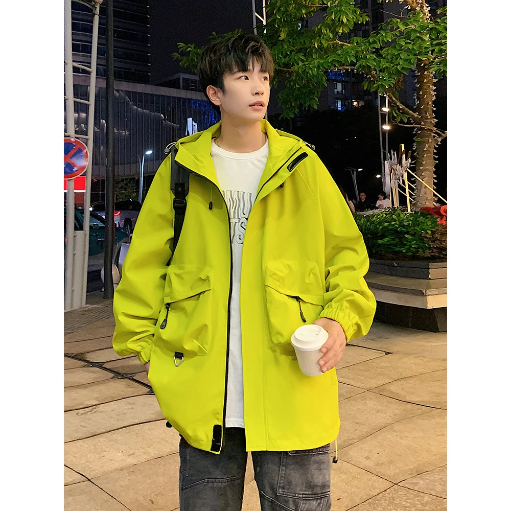 

2023 Autumn Cargo Jacket Windbreaker Men Pocket Hip Hop Streetwear Windproof Coats Hooded Jackets Unisex Y2K