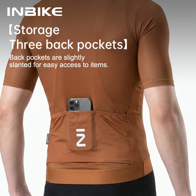 INBIKE Summer Pro Cycling Jersey Men Short Sleeve Road Bike Shirts Slim Fit Full Zipper with Pockets MTB Jersey Bicycle Clothing