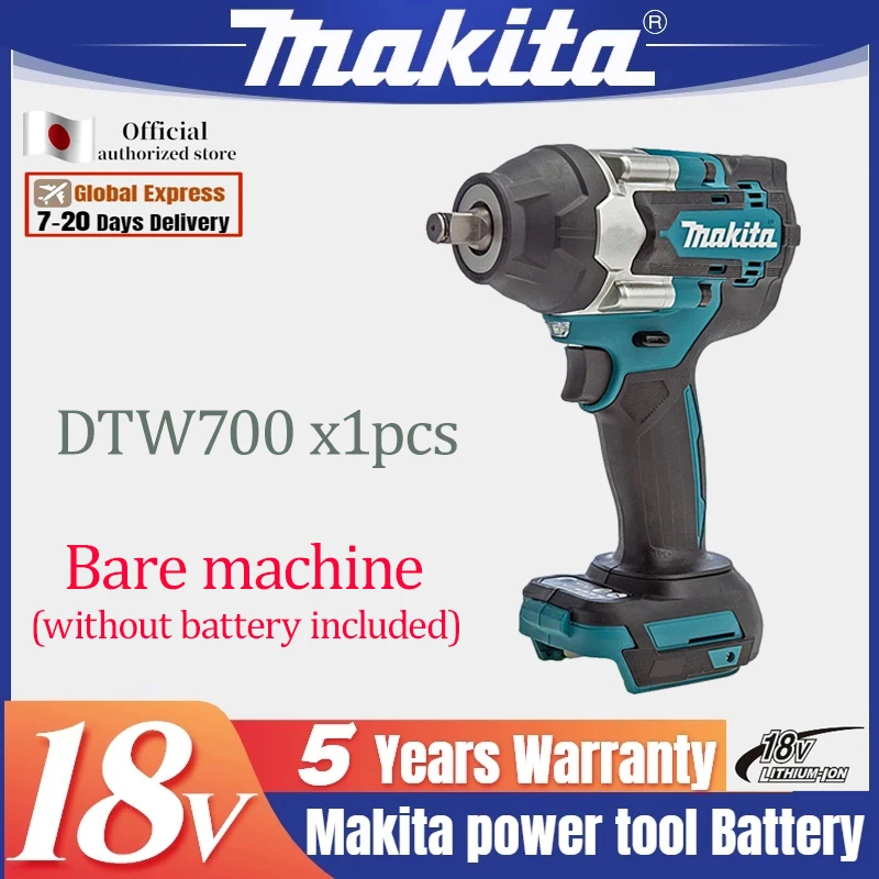 Makita-Clé dynamométrique électrique sans balais, clé à chocs sans fil, adaptée aux batteries D, 1800 N.M, 1/2 po, DTW700