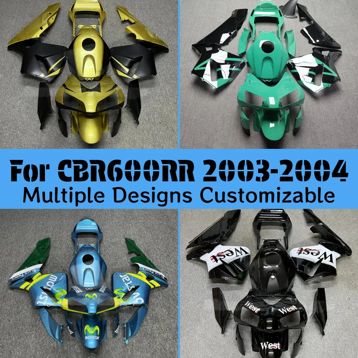 

Комплект обтекателей из АБС-пластика для HONDA CBR 600RR 2003 2004, обтекатели мотоцикла, комплект панели кузова, подходит для CBR600RR 03 04