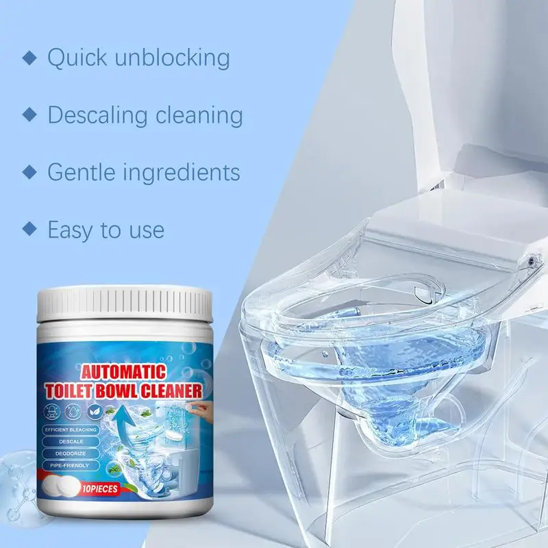 Automatic Toilet Cleaner Tablets Bathroom Cleaning Supplies 10pcs Automatic Bowl Freshness Continuous Cleaner For Bathroom